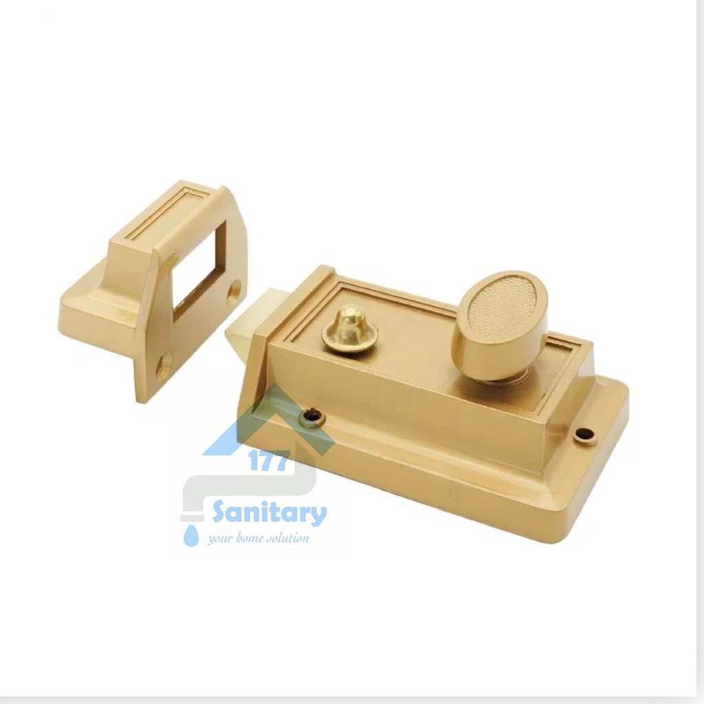 Kunci Otomatis Rim night Latch Antik GOLD-Kunci pintu kuno unik antik lock door model dulu jadul antik unik silver