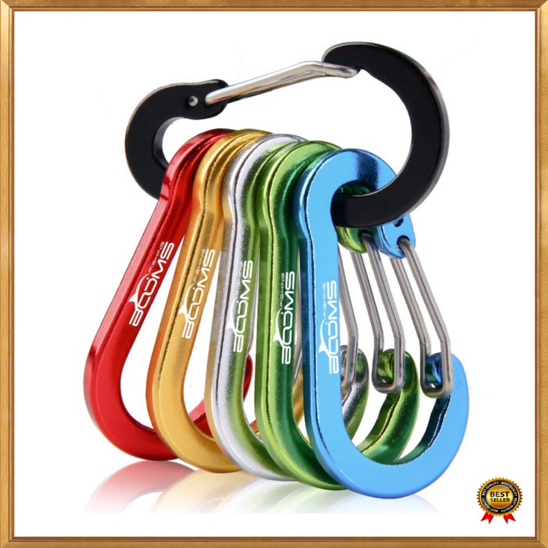 GS8 Promo ACOMPS Gantungan Karabiner Aluminium Alloy Snap Clip Lock 6 PCS - CC1 - Mix Color Limited