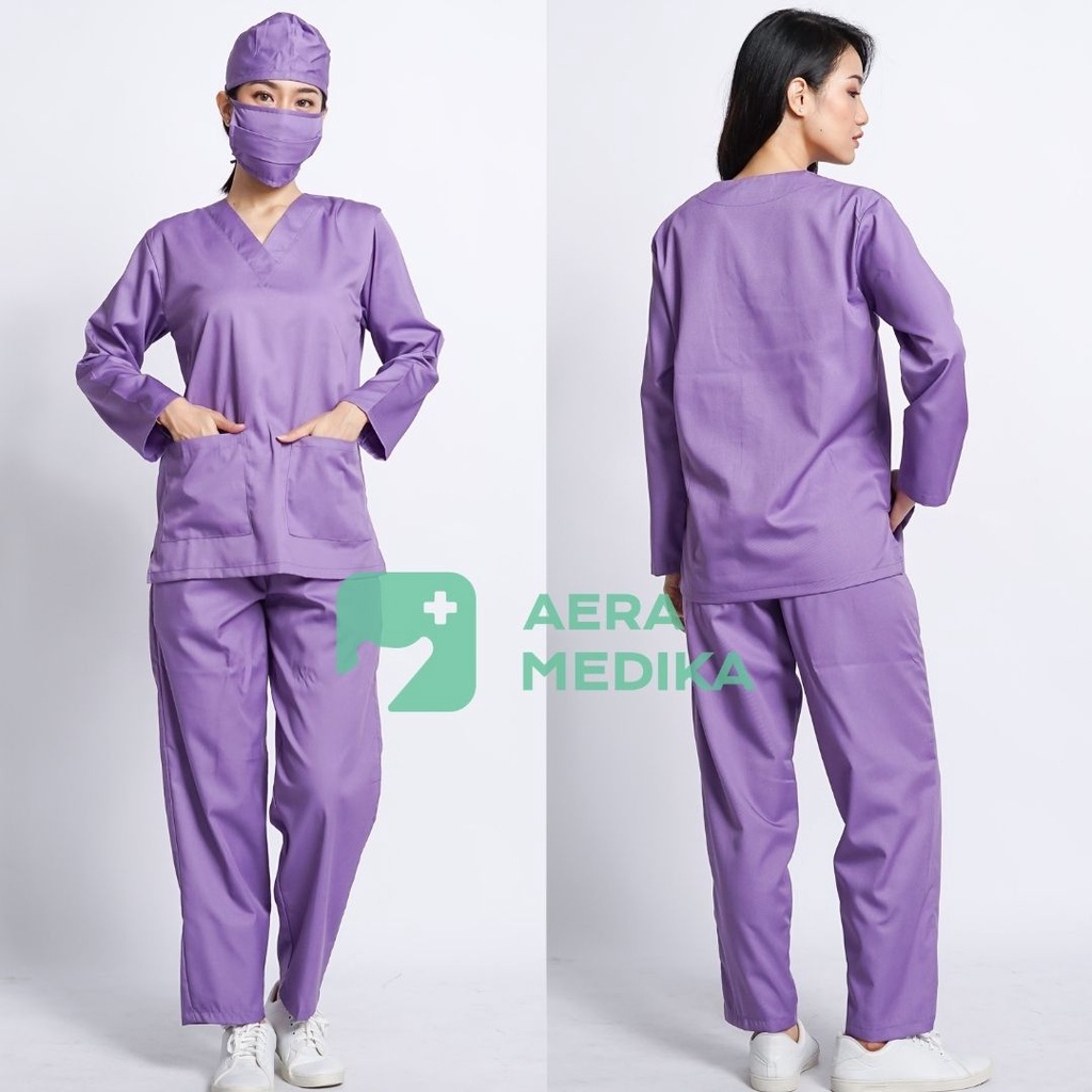 SCRUB/ BAJU JAGA/ SERAGAM OKA Lengan Panjang Aera Medika-Lavender