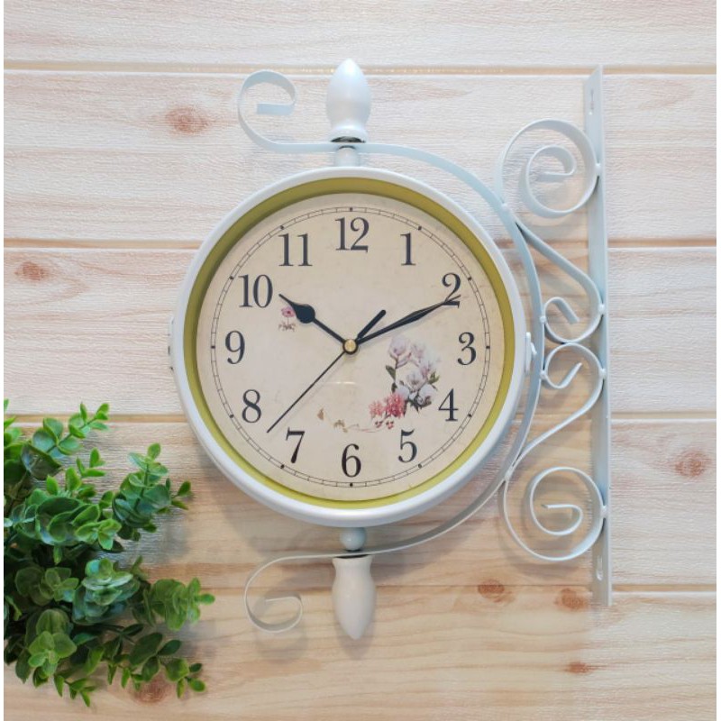 Jam gantung shabby vintage 2 sisi