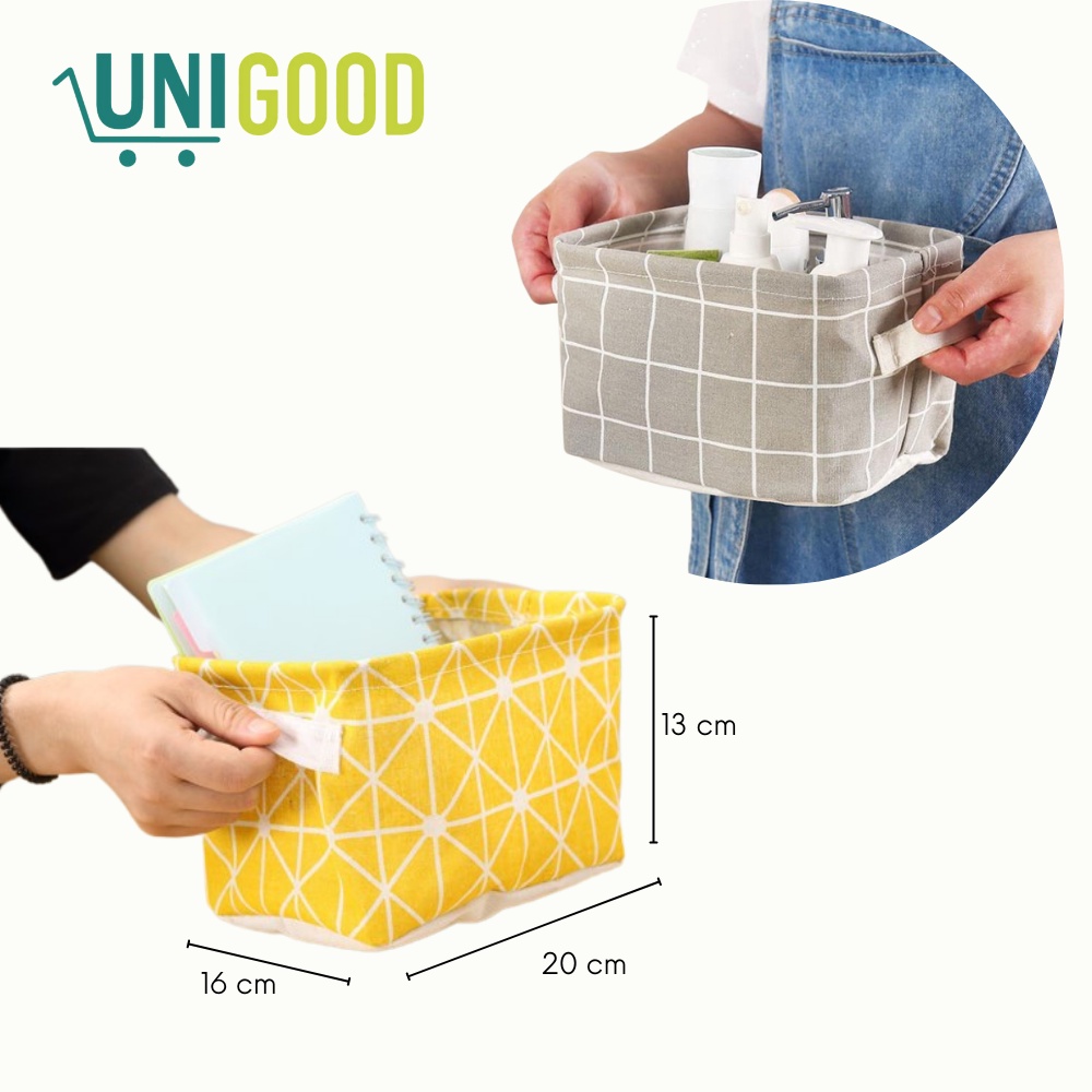 UNIGOOD - Storage Box Kain Mini Organizer Lipat Canvas Kotak Penyimpanan Multifungsi