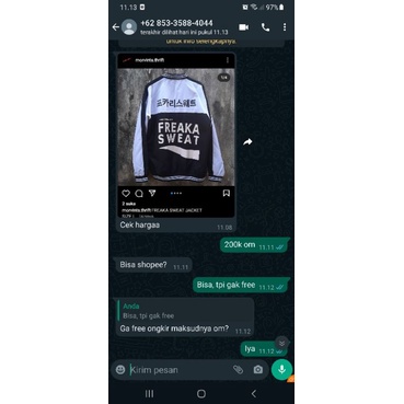 orderan jaket pocari sweat