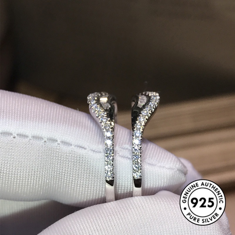 Cincin Sterling Silver 925 Desain Bibir Hias Berlian Imitasi Mewah Kreatif Untuk Wanita