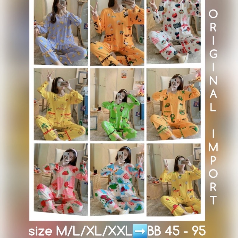 BAJU TIDUR LENGAN PANJANG LEISURE VOGUE DLL KOREA IMPORT CINA WANITA KADO PP PIYAMA REMAJA DEWASA-4