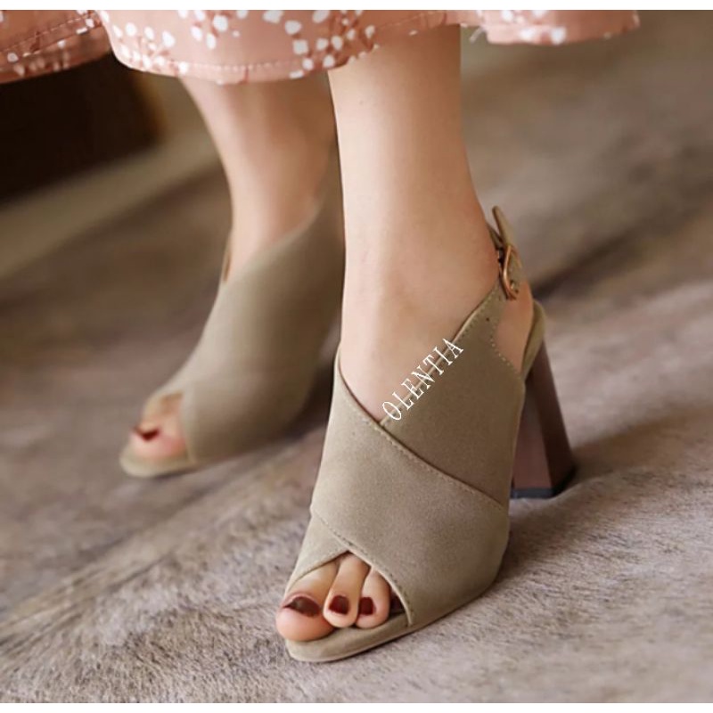 Sandal Wanita heels suede 7cm  DV 05