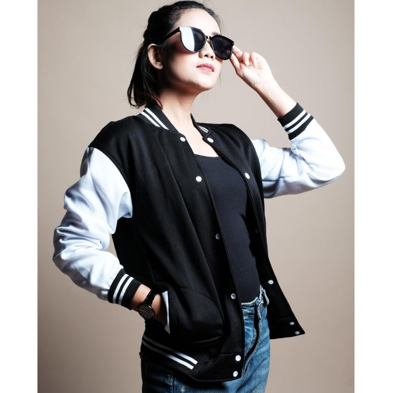 Jaket Baseball Polos Bahan Tebal pria wanita | Jaket baseball varsity