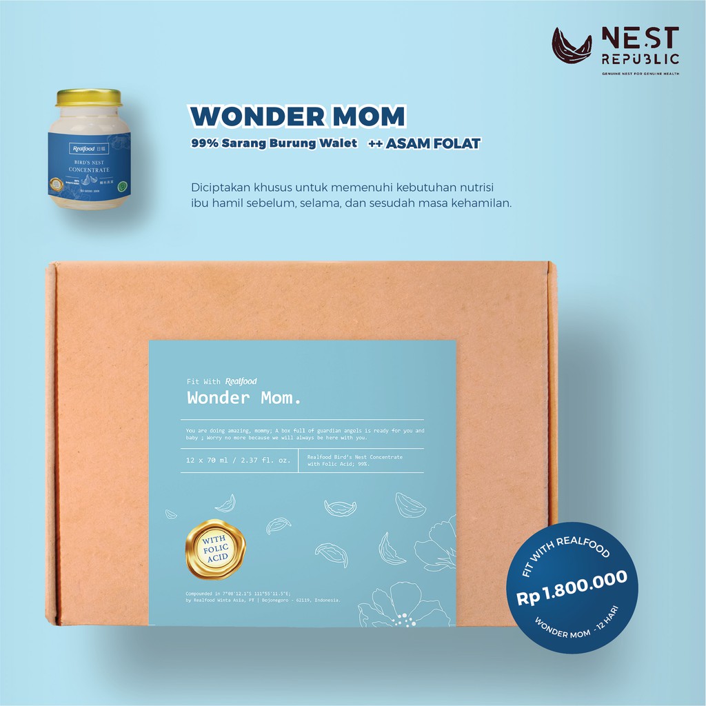 

FWR WONDER MOM - PROGRAM 12 HARI MINUMAN SARANG BURUNG WALET 99% DENGAN ASAM FOLAT [12x70ml]