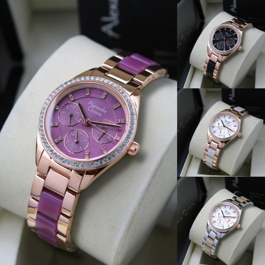 ORIGINAL Jam Tangan Wanita Alexandre Christie AC 2933 / AC2933 / 2933 / AC 2A31 / AC2A31 / 2A31 / AC 2A32 / AC2A32 / 2A32 / AC 2A60 / AC2A60 / 2A60 Garansi Resmi 1 Tahun, Stainless Combinasi Keramic