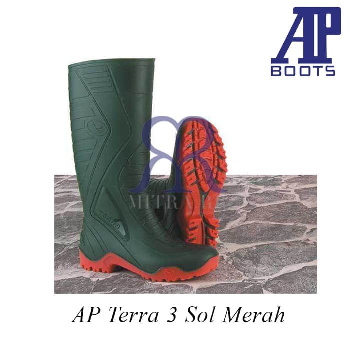 AP Boots Terra 3 Merah / Kuning - Sepatu Boot Kerja Konstruksi Tinggi Panjang