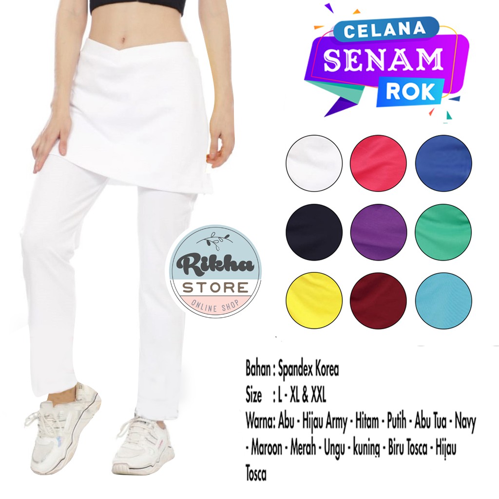 Celana Senam Plus Rok Putih OlahRaga Wanita Training Celana Wanita