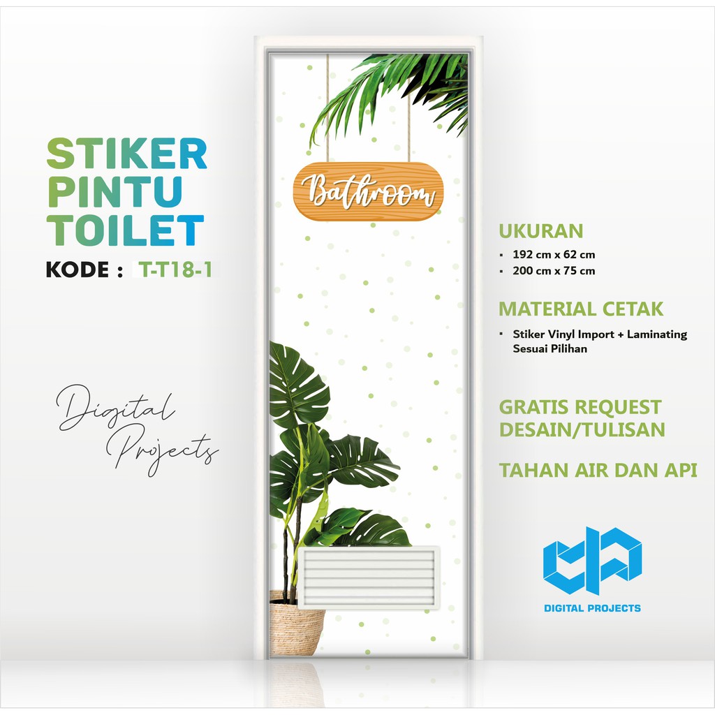 Stiker Pintu  Toilet Kamar  Mandi  Bathroom Tropical Series 