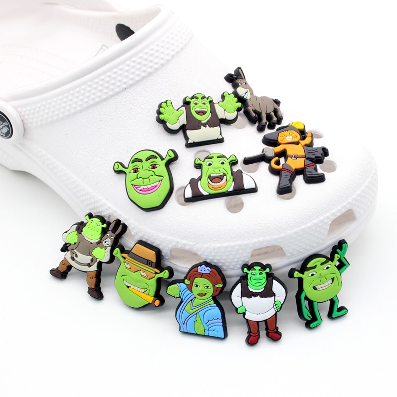 Crocs Jibbitz wanita charms sandal DIY monster hijau Shrek pin Aksesoris pria anak Bahan Untuk Dekorasi Sepatu Hadiah