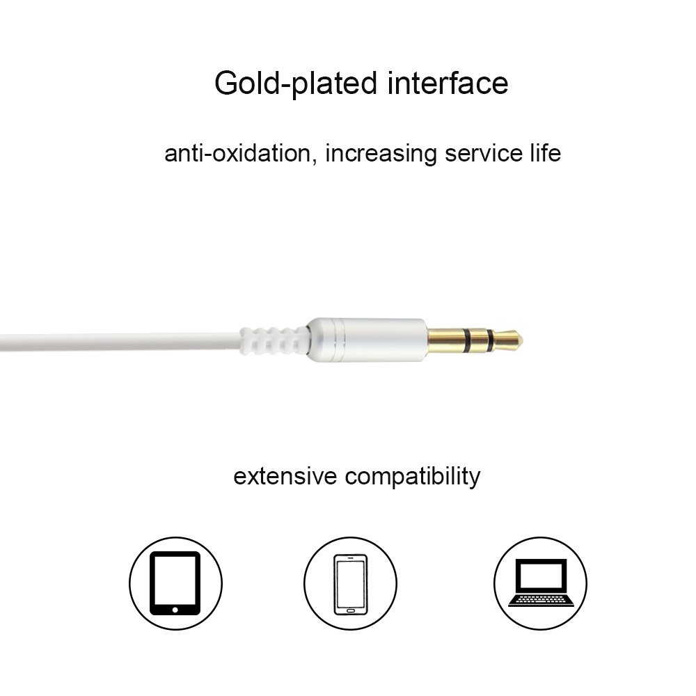 Kabel Earphone Kabel 3.5mm Earphone In-Ear Earphone HiFi Stereo Universal Dengan Mic