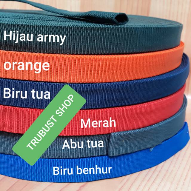 Tali webbing double tubular panjat tebing tenda out door lebar 2.5cm jual per rol isi 45mtr