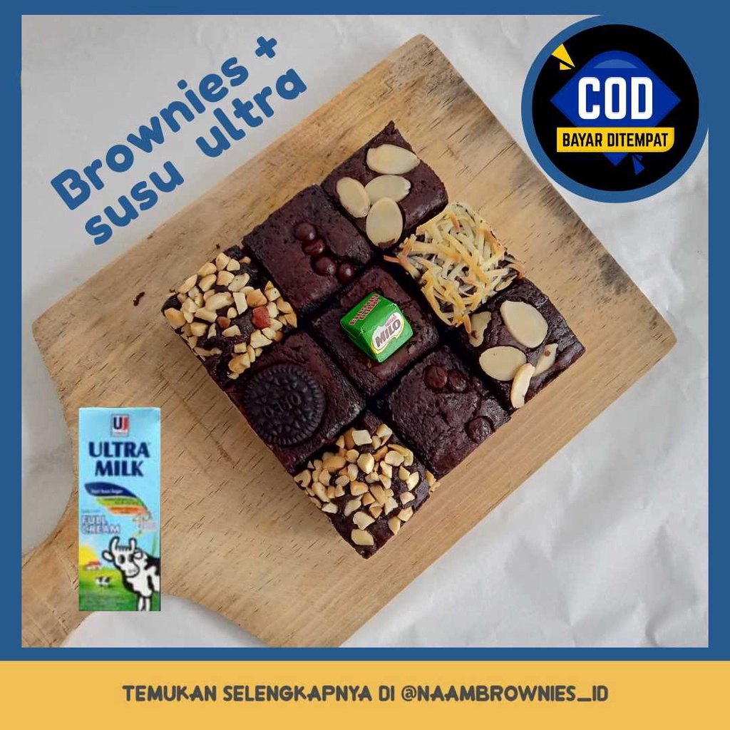 BROWNIES FUDGY DITAMBAH SUSU ULTRA 200ML BROWNIS NYOKLAT BROWNIS PANGGANG