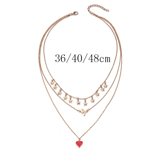 LRC Kalung Fashion Gold Color Alloy Multilayer Love P82867