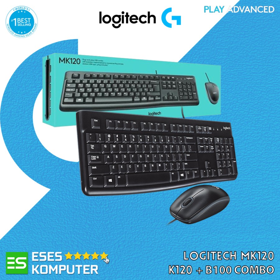 Keyboard + Mouse Logitech MK120 Combo - Logitech K120 + B100