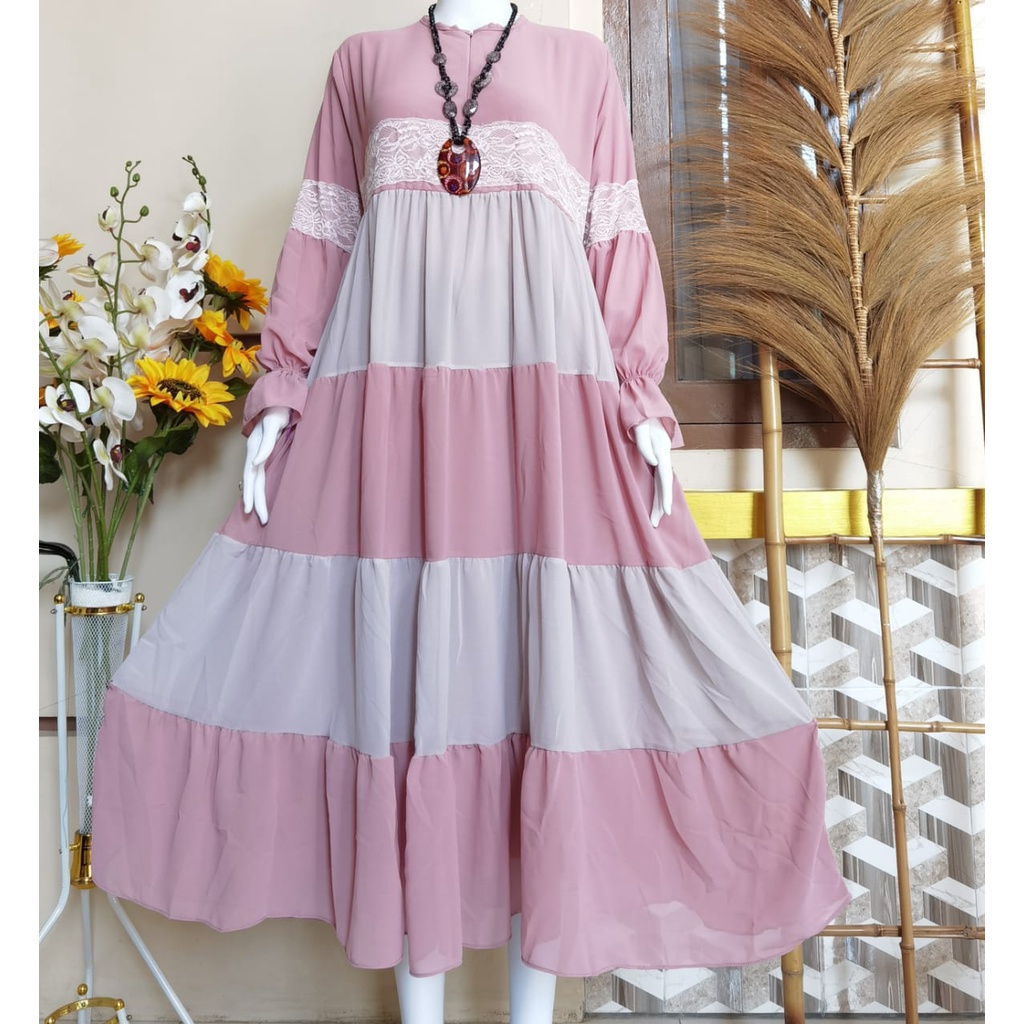 BAJU DEWASA GAMIS LONGDRESS CERUTY KOMBI RENDA BUSUI FRIENDLY