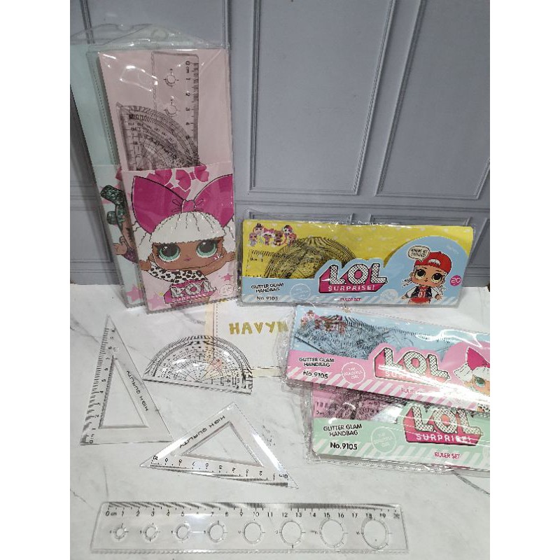 GARISAN SET dalam DOmpet isi 4pc/PENGGARIS SET/RULER-LOL