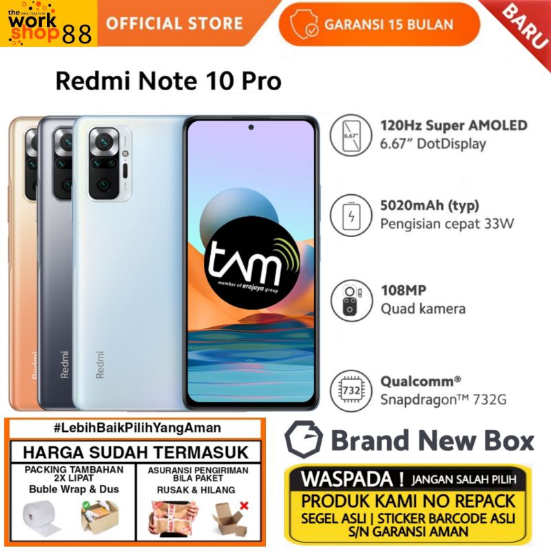 HP Baru Xiaomi Redmi Note 10 PRO NFC Ram 8/128 6/128 6/64 - Garansi