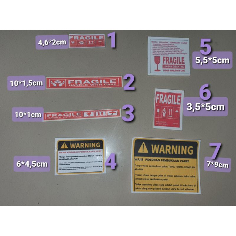 

stiker fragile dan label unboxing