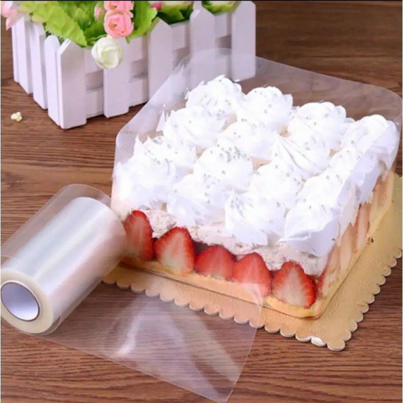 8cm x 50meter Plastik Opp tipis lemas (BUKAN MIKA) lentur bening ggiran tiramisu cake
