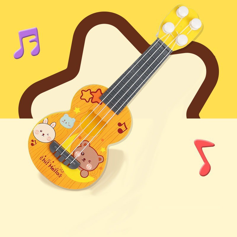 CR CM-P26 Alat Musik Gitar Ukulele Kayu Edukasi Anak / Gitar Mini Senar 4 Musik Mainan Anak-KAYU KUNING BEAR