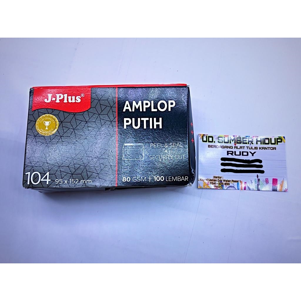 

Amplop Putih J-Plus 95 X 152mm , isi 100 Lembar, Harga 1 kotak
