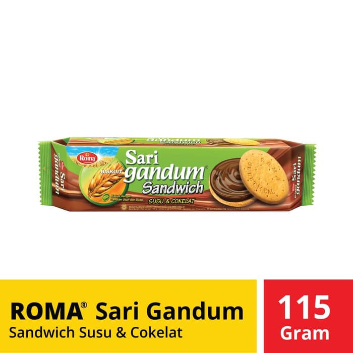 

ROMA SARI GANDUM PEANUT 115gr / ROMA SARI GANDUM COKELAT 115gr / ROMA SARI GANDUM 115gr / ROMA SARI GANDUM