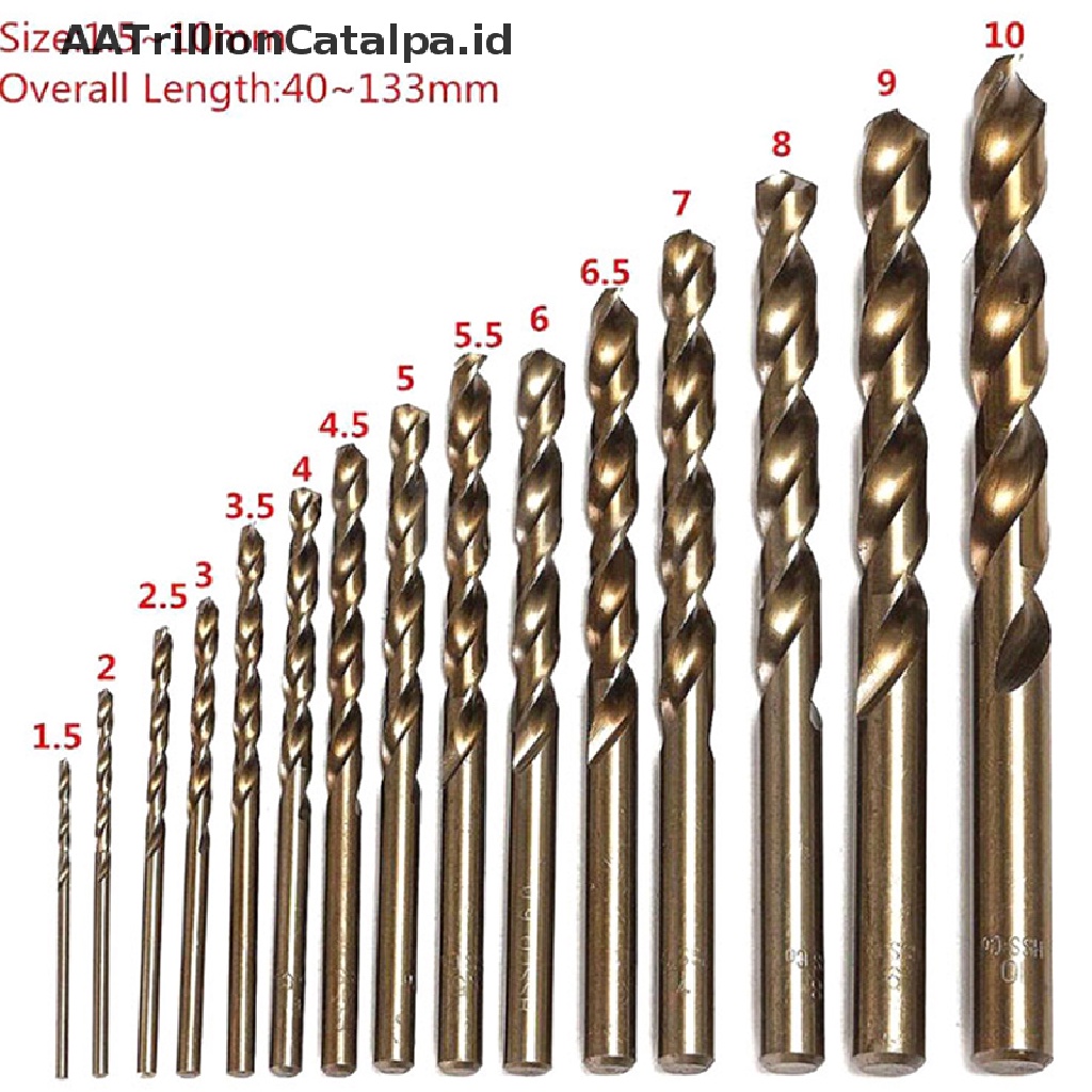 15 Pcs Mata Bor Bahan HSS-Co M35 Cobalt 1.5-10MM