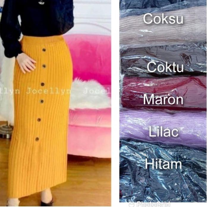 ✨IMPORT✨ Rok Span rajut kancing termurah se indonesia