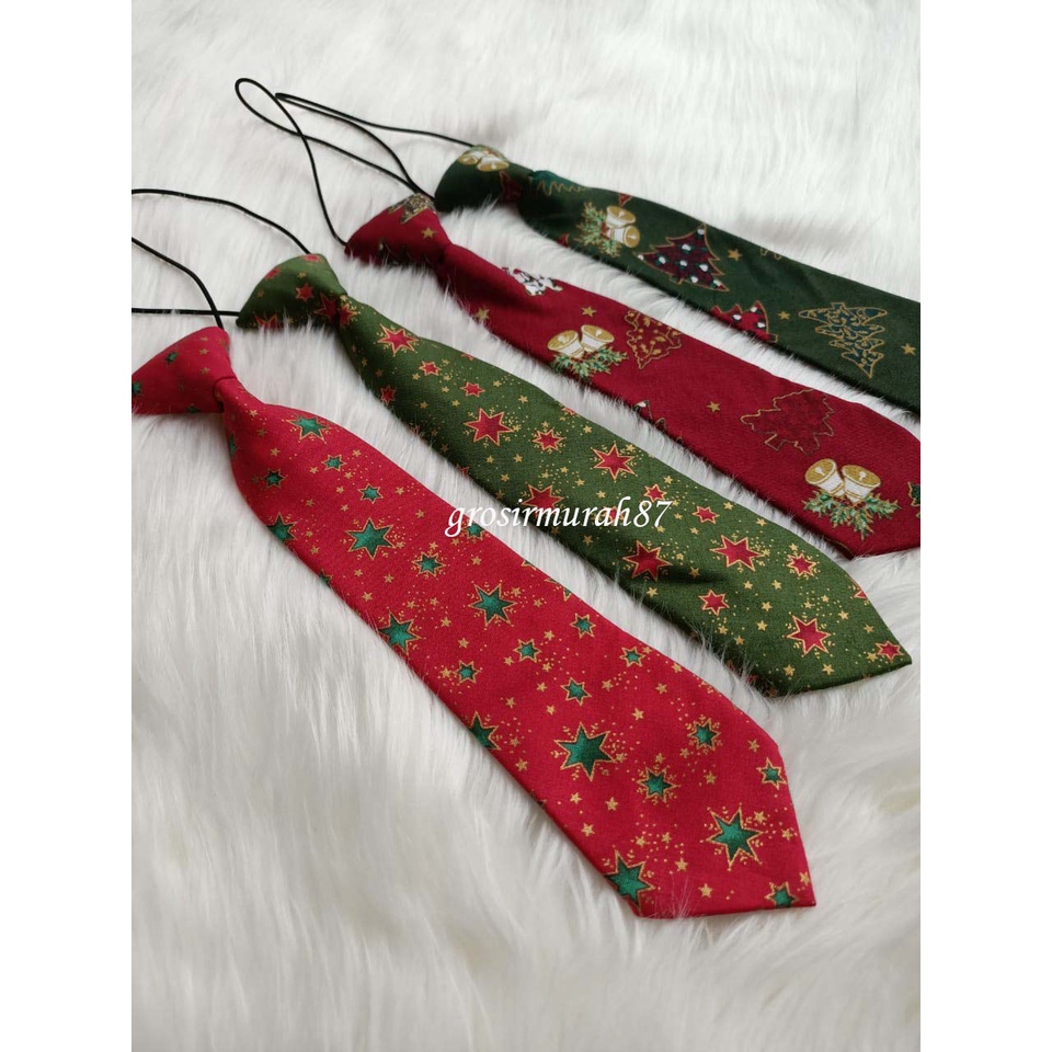 Dasi anak motif natal christmas hitam, navy, kuning, pink, hijau dan merah ready stok grosir dan ecer
