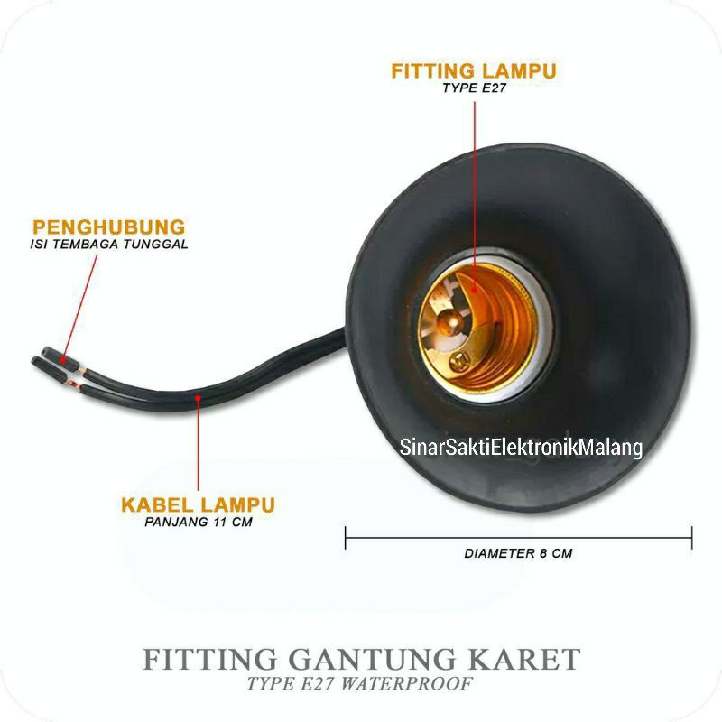 Fitting Lampu Gantung Fiting Karet Outdoor Anti Air Waterproof E27