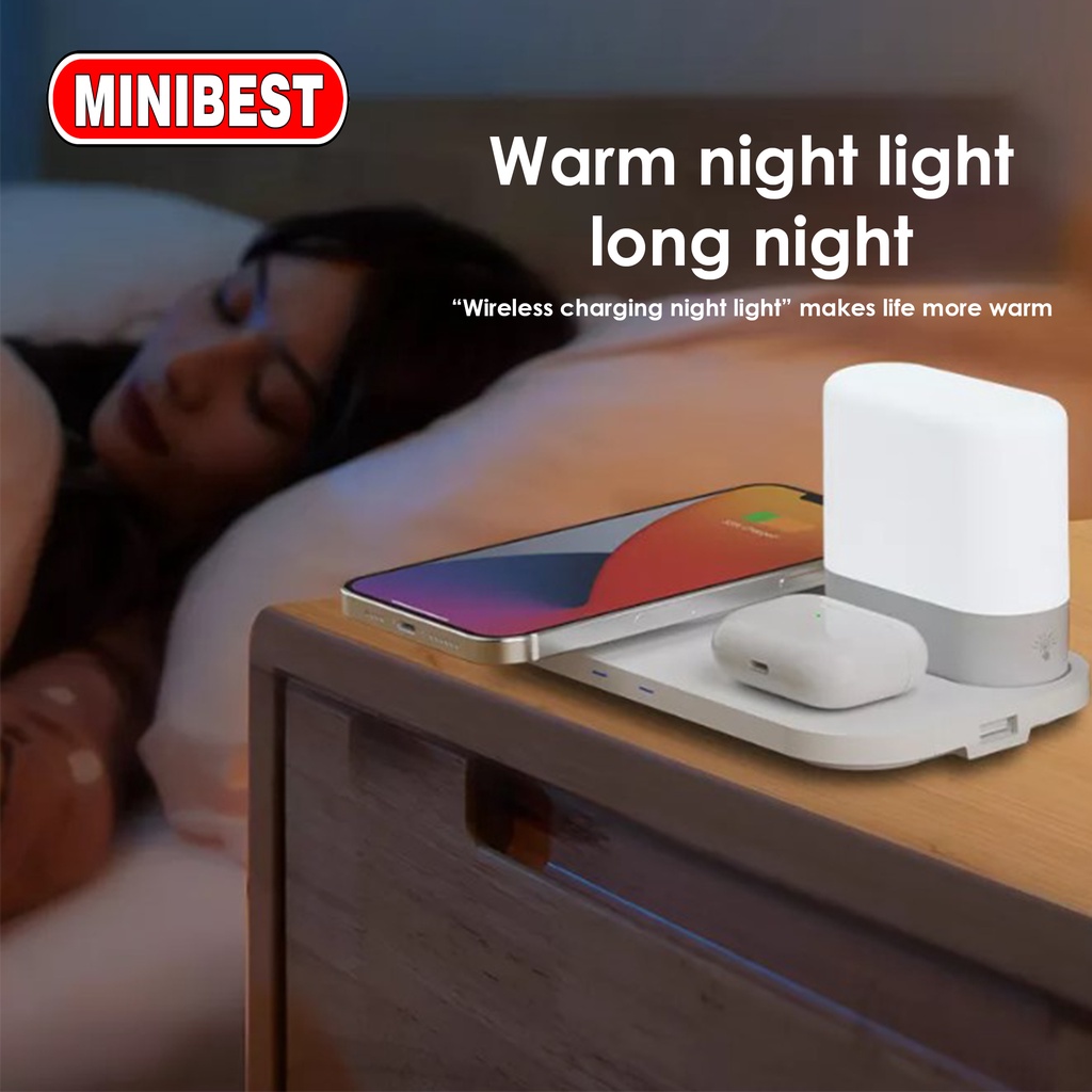 MINIBEST Wireless Charging Night Light 2 in 1 Fast Charging For Universal Smartphone Multifungsi