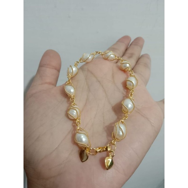 gelang mutiara lapis emas