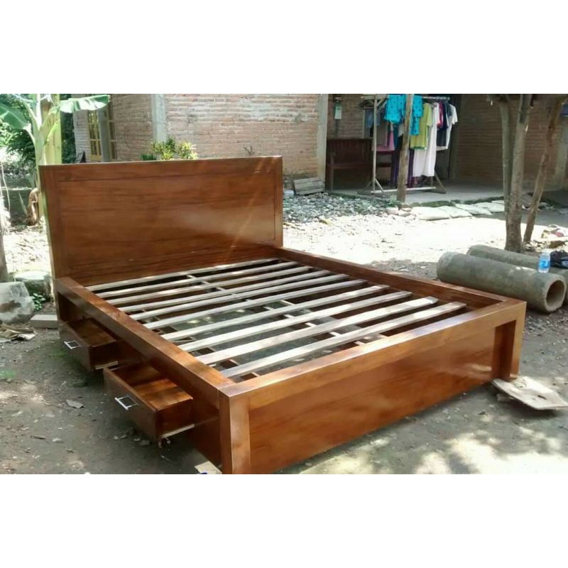 Dipan minimalis jati + laci 180x200 160x200