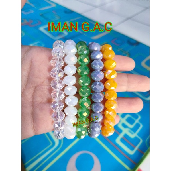 Gelang kristal 10mm berkilau/gelang karet wanita/gelang kristal crystal doff bening