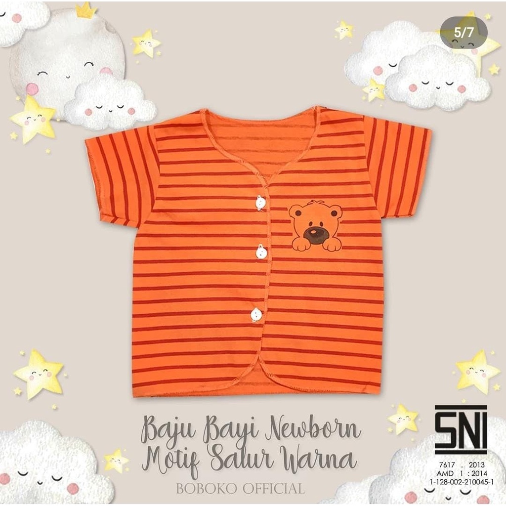 BOBOKO Baju Atasan Bayi Newborn Motif Salur Warna 0-3 Bulan