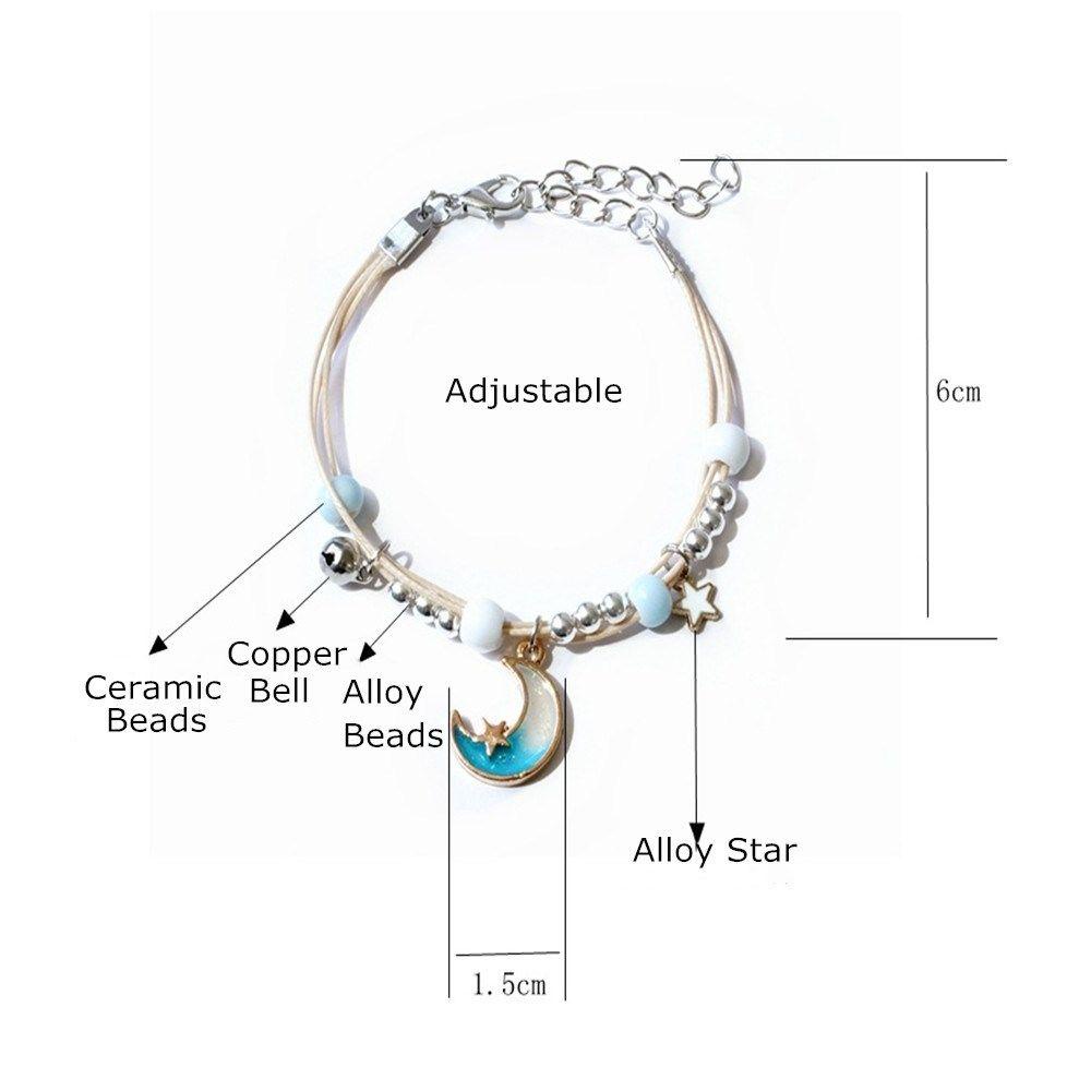 R-flower Butterfly Bracelet BFF Bell Beads Hadiah Teman Liontin Yang Dapat Disesuaikan