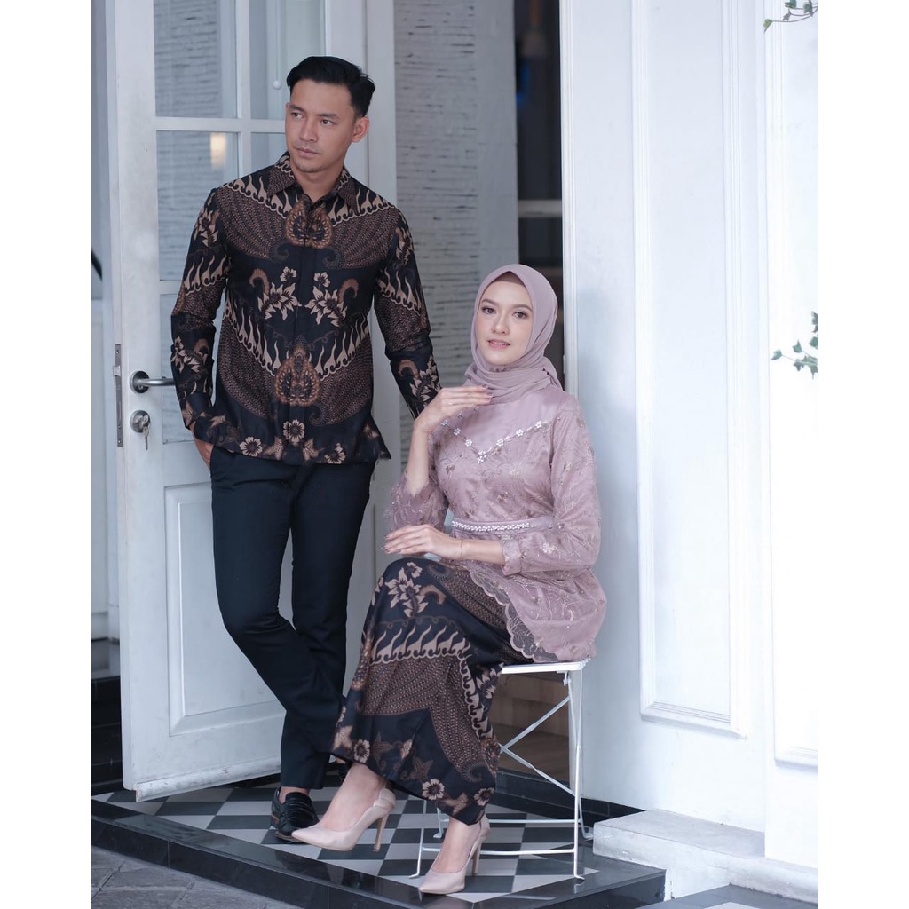 Set Kebaya Arunika - Kebaya Modern Kebaya Couple Tunangan Lamaran Baju Wisuda Batik Brukat Terbaru