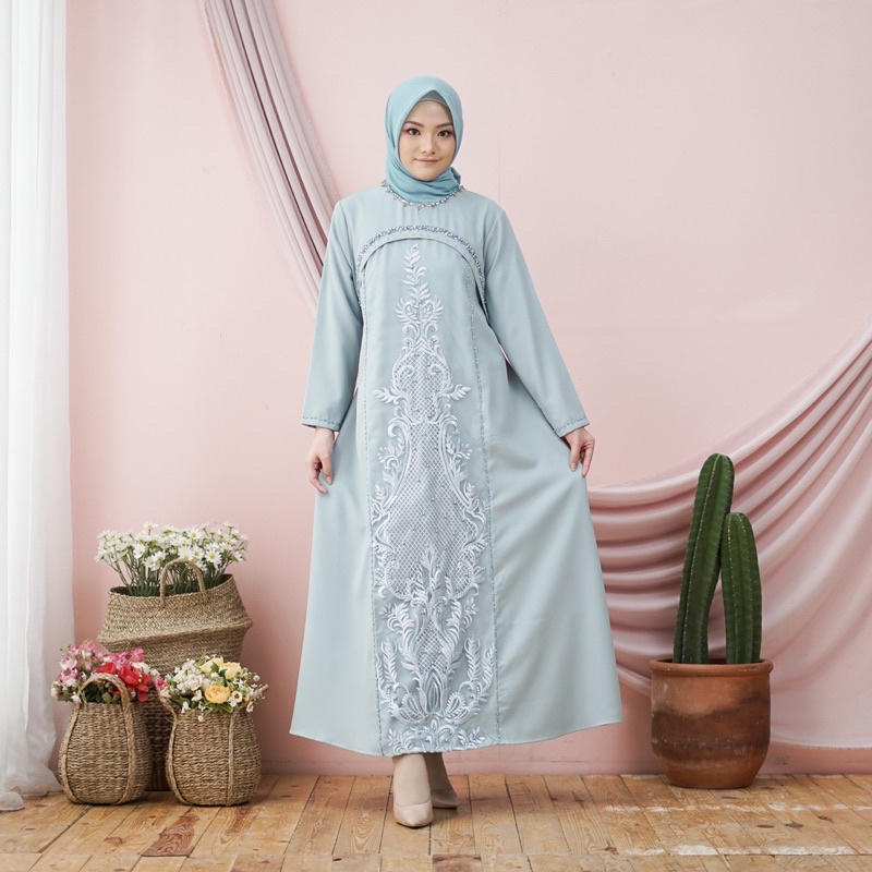 Gamis 9308 maxi dewasa brukat tile payet mewah seragam