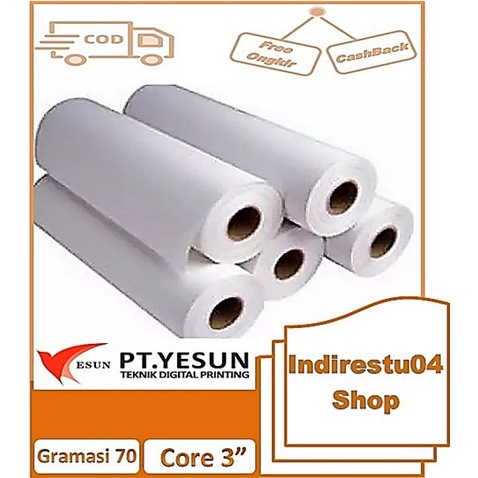 

Kertas Sublim Cepat Kering Ukuran 70 G 1.2m x 150m