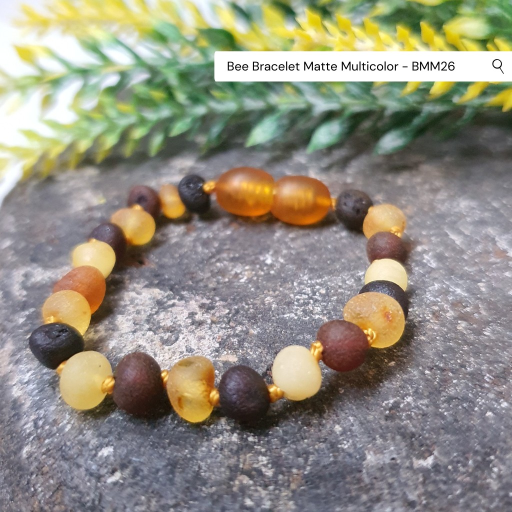 Gelang Amber Anak Balita dan Remaja Premium Matte Multicolor BMM26 By Amber Bee