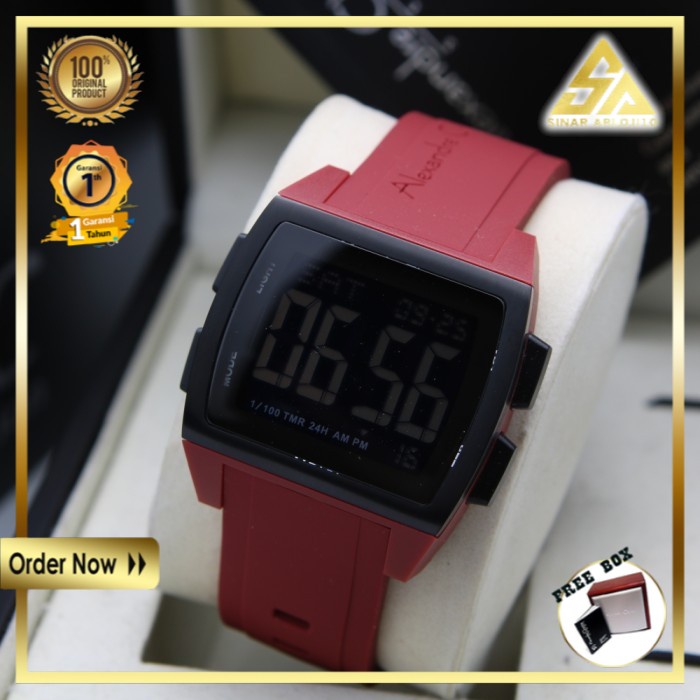 JAM TANGAN ALEXANDER CHRISTIE ALEXANDRE CHRISTIE WANITA CEWEK ORIGINAL ORI BRANDED RED DIGITAL UNISE