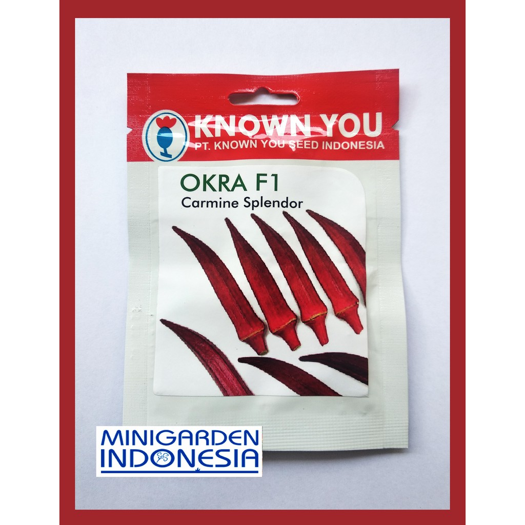 OKRA CARMINE SPLENDOR PACK KECIL 25 BIJI Benih Bibit Okra Merah Known You Seed carmin splendor