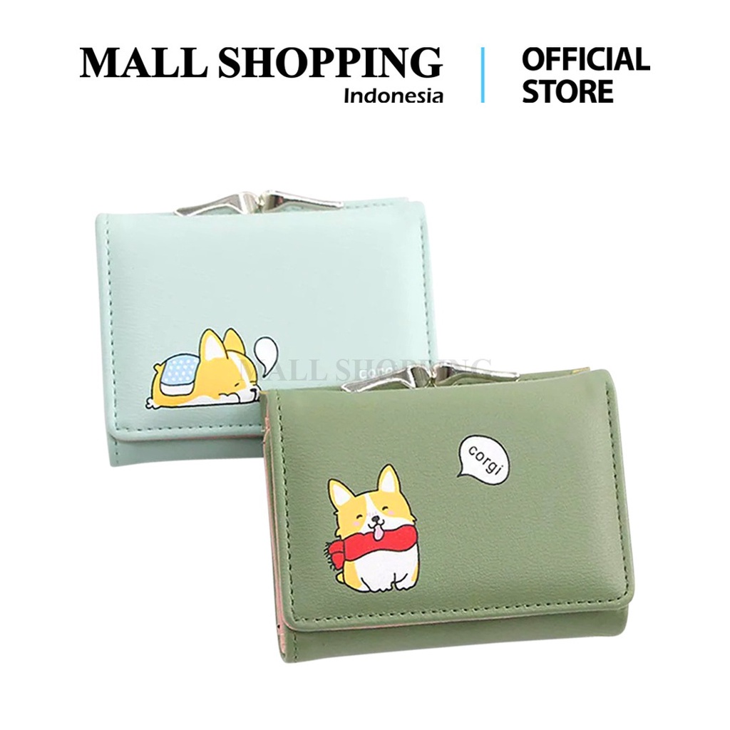 (NEW ARRIVALS) Dompet Lipat Mini Wanita Motif Animal Lucu Bahan Pu Leather Import Mallshoping