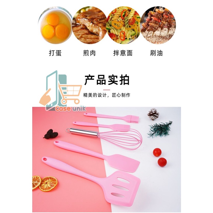 RT81 ALAT MASAK BAHAN SILIKON SILICONE UTENSIL SPATULA COOKING BAKING PROPS SET 5PCS PERALATAN MASAK 5 IN 1 TAHAN PANAS BPA FREE CS3946