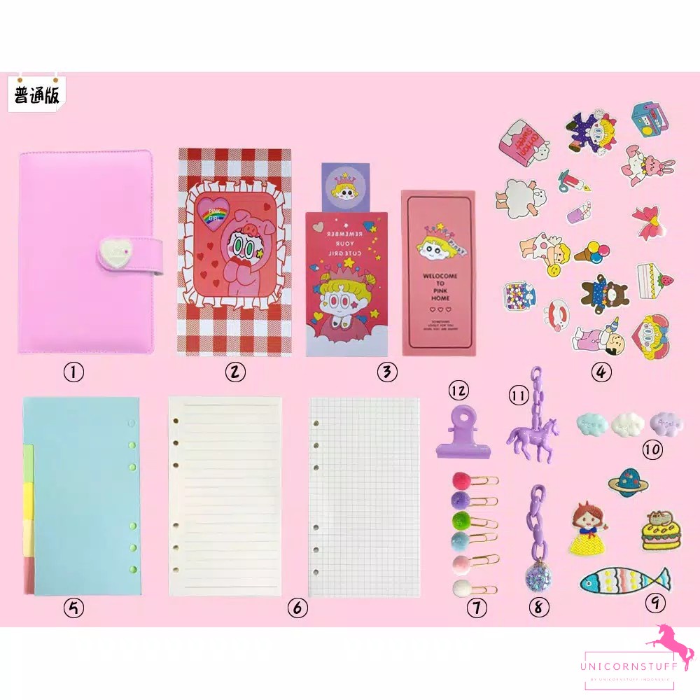 1 Set Notebook Kulit Unicorn Anak Diary Buku Catatan Journal Pink Binder Kado Hadiah Sekolah Kuliah Perempuan Cewek