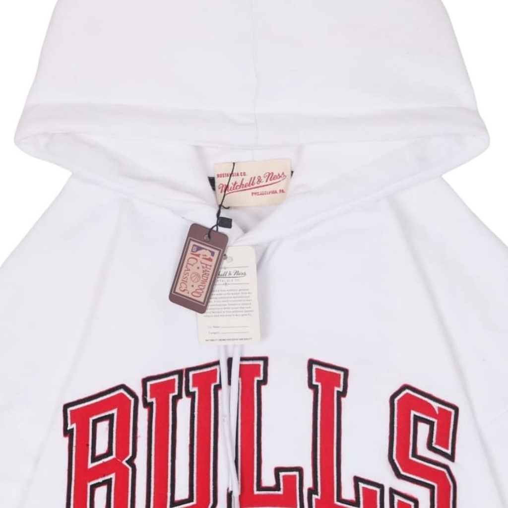 HOODIE SWEATER MITCHELL&amp;NESS CHICAGO BULLS EMB ARCH BORDIR BLACK HITAM JAKET PRIA WANITA IMPORT