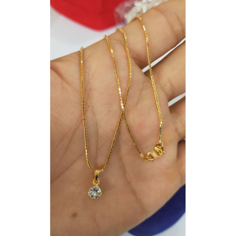 Kalung anak Itali + Liontin Desi, Perak 925, Sepuh Emas kuning